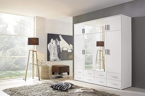Rauch Mobel Kemi Schrank Drehturenschrank Kleiderschrank In Weiss Mit Spiegel Und 8 Schubladen 8 Turig Inklusive Zubehorpaket Basic 1 Kleiderstange 3 Einlegeboden Bxhxt 181 X 194 X 53 Cm Amazon De Kuche Haushalt