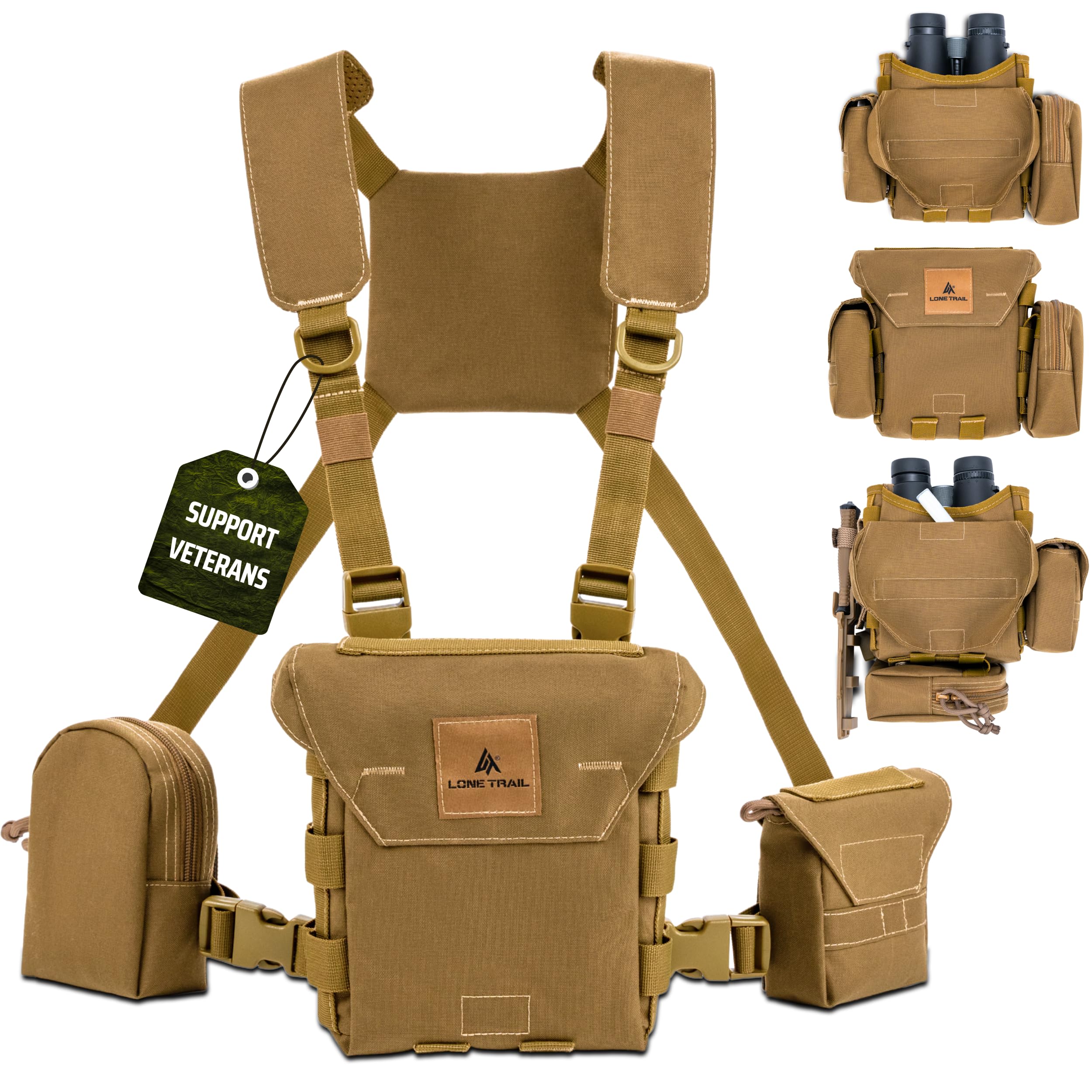 Photo 1 of Waterproof Binocular Harness Chest Pack - Lightweight Bino Harness With Rangefinder Pouch | Binocular Case with Silent Magnetic Closure and MOLLE System