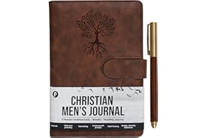 PRAZOLI PRODUCTS Prazoli Leather Christian Bible Prayer Journal For Men - Study Scripture Notebook & Planner Daily Devotional Undated | Religious Jesus Faith Gifts for Graduation, Baptism & Church, Tree of Life