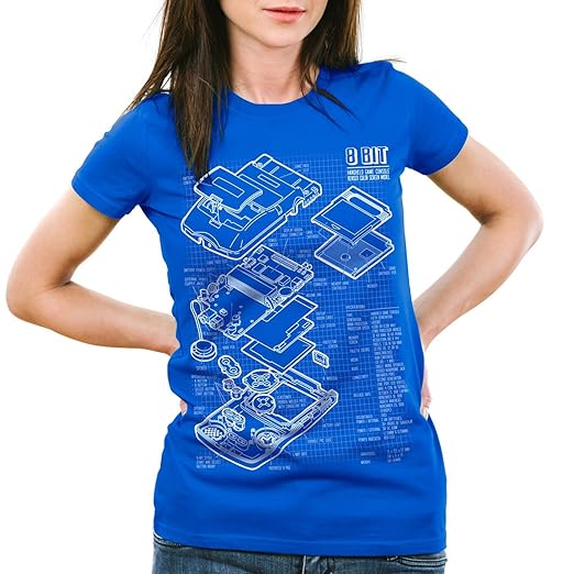 style3 8 Bit Handheld Blaupause Damen T-Shirt Videospiel