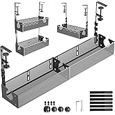 SRJZMLY No Drill Under Desk Cable Management 2 Pack Metal Under Desk Wire Management Tray Clamp Mount Under Table Cord Manage