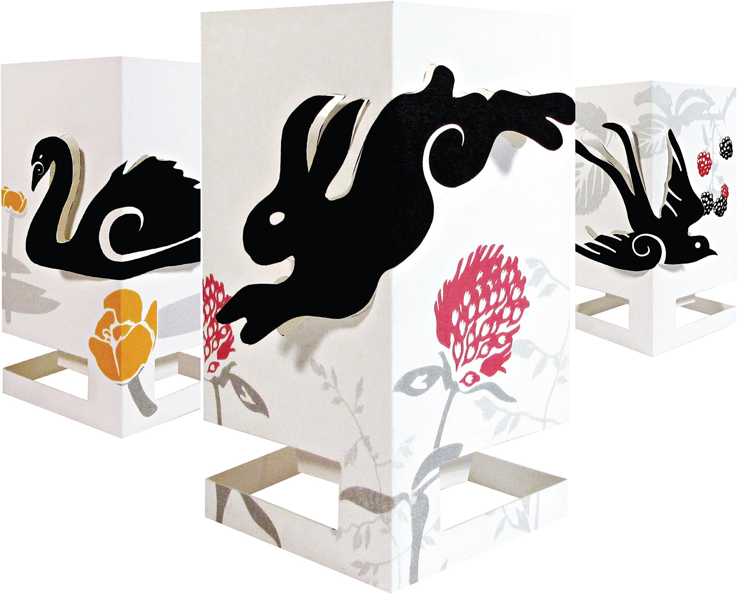 MayvesCardle Blank Designer Greeting Cards and Candle Holder (2-in-1) Scenes from The Lowlands Collection (Swan, Rabbit and Swallow) (H) x 14 (W) cm, Designed and Made in Holland, One Size