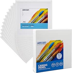FIXSMITH Painting Canvas Panels - 8x8 inch Professional Quality Canvas ...
