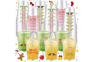 WPDISCZ 50pcs Christmas Elf Cups, 12 oz Elf Plastic Cups Elf Legs Feet Design Clear Drinking Cup Funny Christmas Party Cup for Xmas Winter Holiday Theme Party Favors Supplies