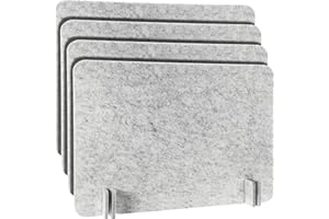 Fabbay 4 Pcs Acoustic Freestanding Desk Divider Desk Partition 16 x 24 Inch Table Freestanding Up Privacy Panel Visual Distraction and Noise Reducing for Office Furniture Classroom (Silver Gray)