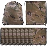 Afcabakila 24 Pcs Camo Bag Waterproof Camo Drawstring Bags Bulk Large Army Lightweight Woodland Camouflage Drawstring Classic Gift Bags Army Party Favors Backpack String Bag Travel Gym Sport