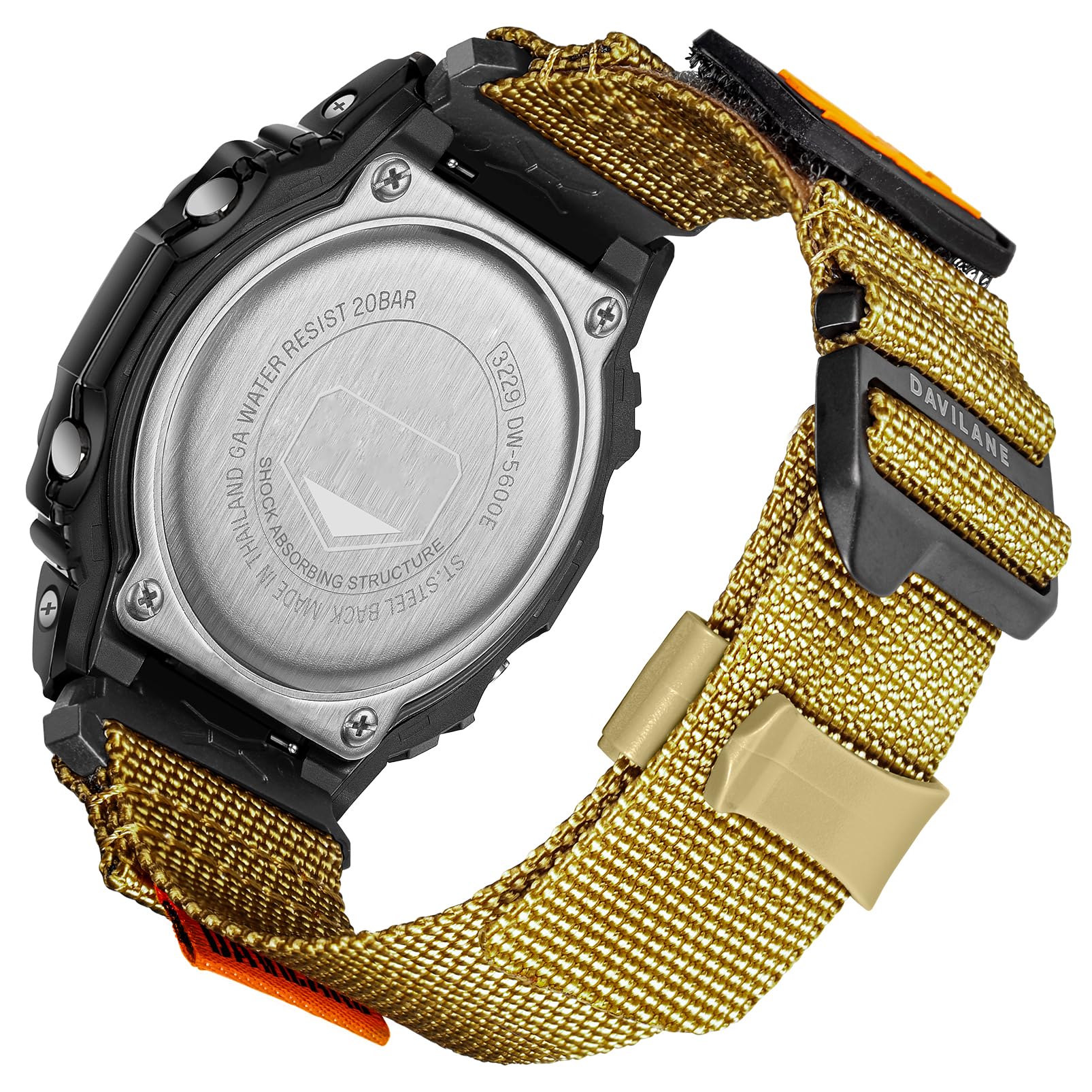 16mm Replacement Band for Casio G Shock GD-100/110/120/350,GA-100/110/120/150/200/300/400/700/800/2100/2110 G-Hook & Badge Decoration Design Nylon Casio Watch Bracelet