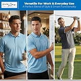 Under Par Men’s Golf Polo Shirts 2 Pack Charcoal Sky XL Breathable UV Moisture view 2