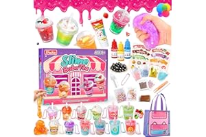 Trubic Slime Boba Tea Making Kit for Girls Ages 8-12, 12 Bubble Tea Cups and Bag, 500ml Clear Slime, 14 Add-ins, DIY Sweet To