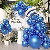 SUWEN Metallic Blue Balloons and Confetti Balloons 18/12/10/5Inch Different Sizes 60PCS Set Shiny Latex Helium Royal Blue Balloon for Birthday Party Graduation Anniversary Decorations