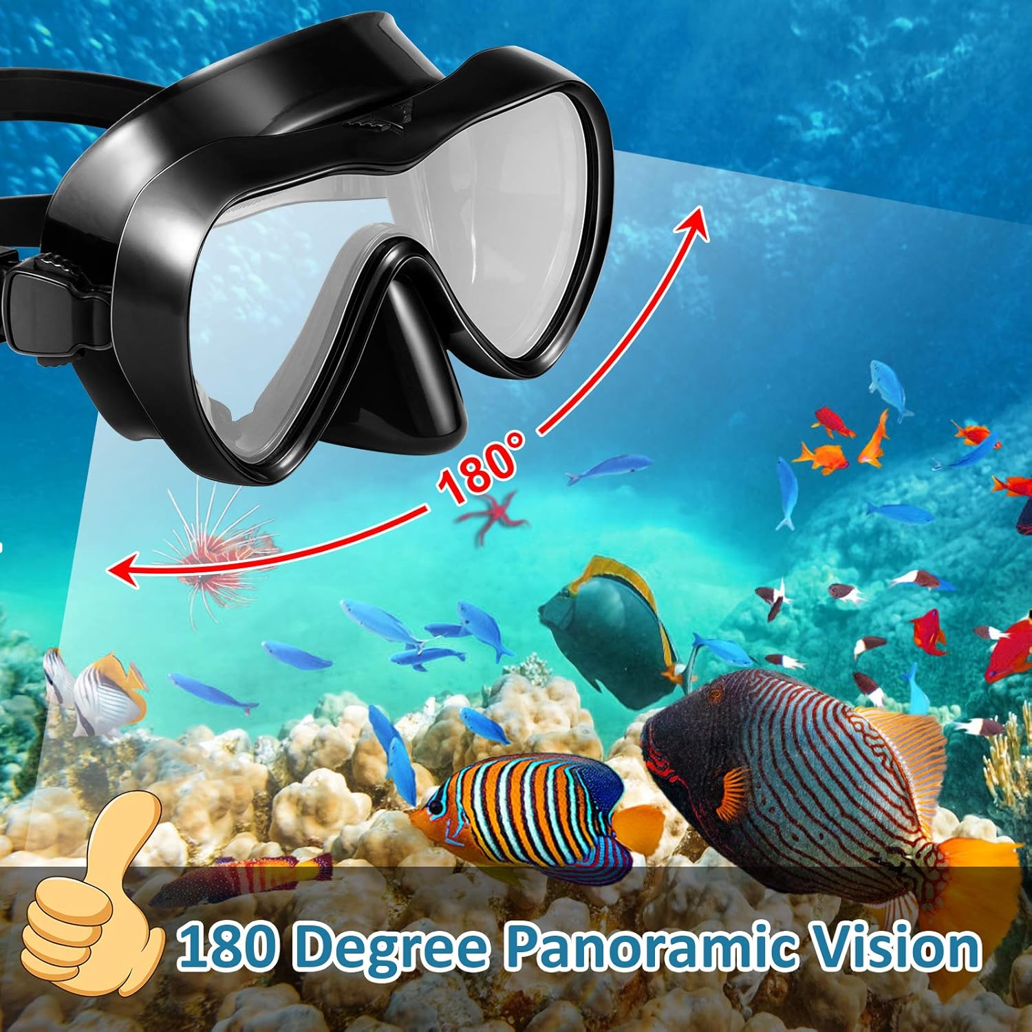 ZMteam Snorkel Set Snorkeling Gear Adults, Dry Top Diving Masks and Snorkel for Man Women, Easy-Breath Scuba Gear with Anti-Leak Anti-Fog Tempered Panoramic Glass for Diving, Swimming Black : Sports & Outdoors