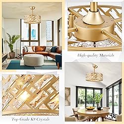 CATINER Crystal Caged Ceiling Fans with