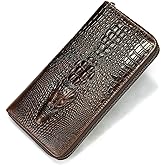 NIUCUNZH Genuine Leather Cool Long Wallets for Men Personalized Zip Around Wallet Checkbook Cash Credit Card Holder Wallet Coffee