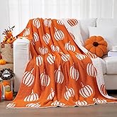 Hillsuren Fall Throw Blankets and Pillow Set Include Pumpkin Double Sided Flannel Blanket 50 x 60 Inch and Pumpkin Plush Throw Pillows Cushion for Couch Sofa Bed Home Decorations
