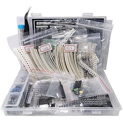 SMD 1206 0805 0603 Component Assortment, Resistor, Capacitor, Diode, Transistor, LED, OpAmp, IC, Solder, PCB, SMT Soldering Assorted Kit 2700 pcs