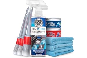 Chemical Guys Car Cleaning Kit Interior 8-Piece - Total Interior Cleaner, Sticky Icky Green Apple & Strawberry Detailing Gel, 3 Detailing Brushes, 3 Towels, Safe for Cars, Trucks, SUVs & More