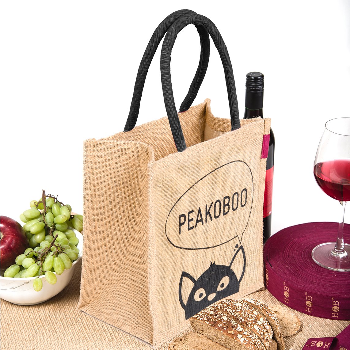 h&b unisex multipurpose waterproof jute handbag(black, lnh-peakoboo-blk)