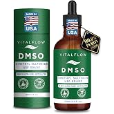VITALFLOW DMSO Liquid 99.99+% Purity Pharmaceutical Grade (USP) - Amber Glass Bottle with Dropper 4 Fl Oz (120 ml)