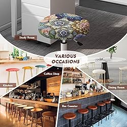 LJMKZJN Boho Flower Round Bar Stool Covers for