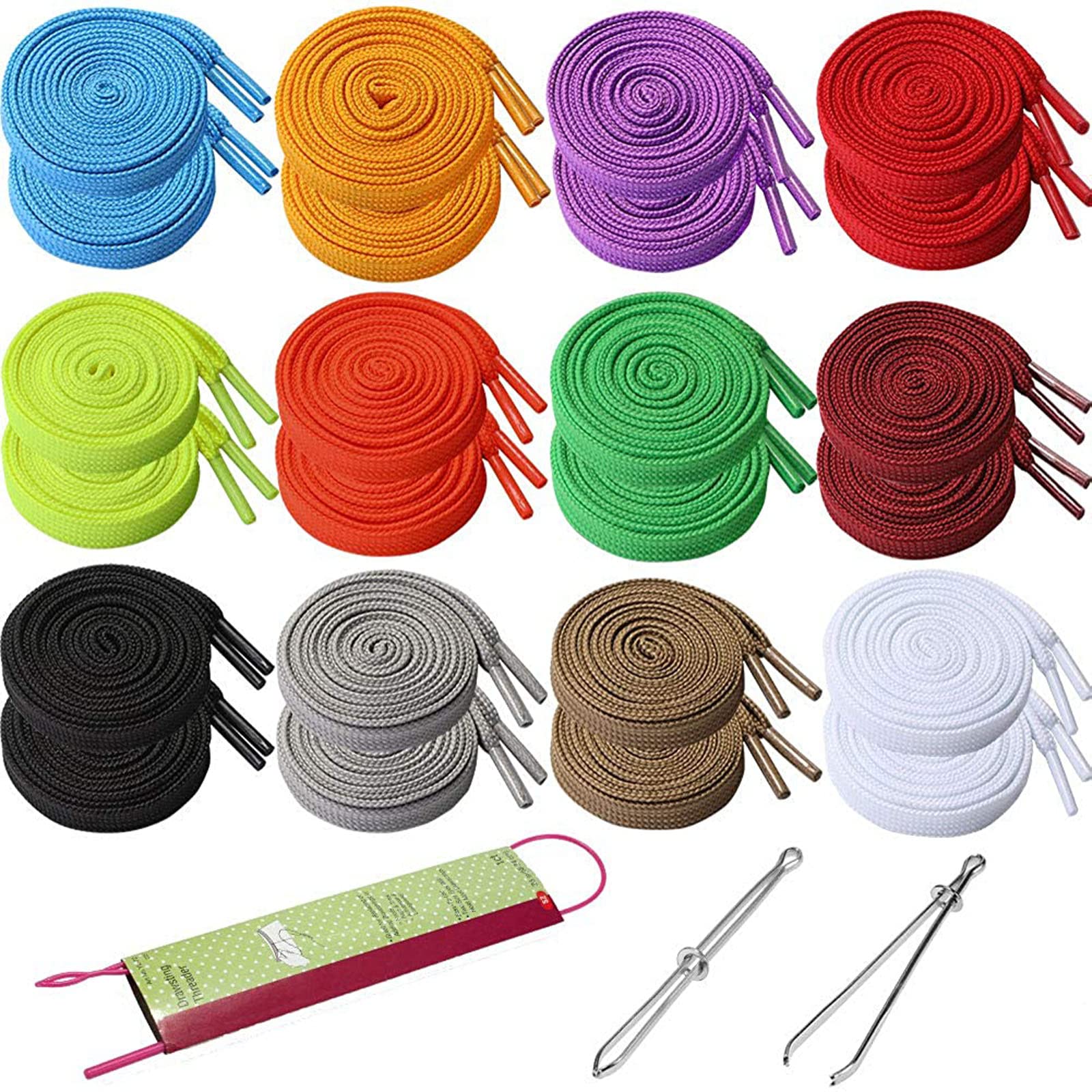 24PCS Replacement Drawstrings for Sweatpants Shorts Hoodies with Drawstring Threaders and Plastic Cord Locks Drawstrings for Jackets Swim Trunks Shoe Laces Tote Bags 3.94ft Long (12 Colors)