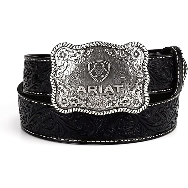 Women\'s Center Stitch Leather Tapered Belt with Removable Antiqued Silver Buckle Amazon.com: ARIAT Women main image 3