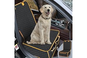 Prpeko 1PC Dog Car Seat Cover for Front Seat, Waterproof Car Seat Protector,Non-Slip, Scratchproof,with Side Flaps Seat Cover