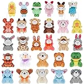 100 Pcs Mini Plush Animals Toy Set Cute Small Stuffed Animal Keychain Assortment for Boys Girls Valentine Carnival Prize Christmas Claw Machine Party Favor Classroom Reward Goodie Fillers, 28 Styles