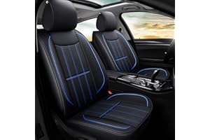 AOOG Leather Car Seat Covers, Leatherette Automotive Vehicle Cushion Cover for Cars SUV Pick-up Truck, Universal Non-Slip Vehicle Cushion Cover Waterproof, Full Set