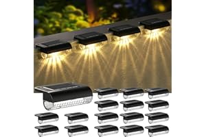 Mancra Solar Step Lights Outdoor, Solar Deck Lights Waterproof Outdoor Lighting for Patio Fence Stairs Post Railing Yard and Garden (Warm White, 16 Pack)