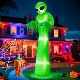 12 Ft Halloween Inflatable Alien Outdoor Decoration, Blow Up Alien Built-in LED Lights Yard Decor for Holiday Patio Garden Lawn