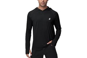Roadbox UPF 50+ Fishing Shirts for Men - Long Sleeve UV Sun Protection Hoodie Shirt for Running Athletic Workout Hiking