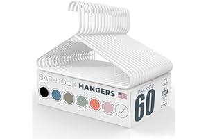 Neaties Plastic Hangers – MADE IN USA – 60 Pack – Clothes Hangers with Hooks for Closet, Dorm & Coat Storage (White)