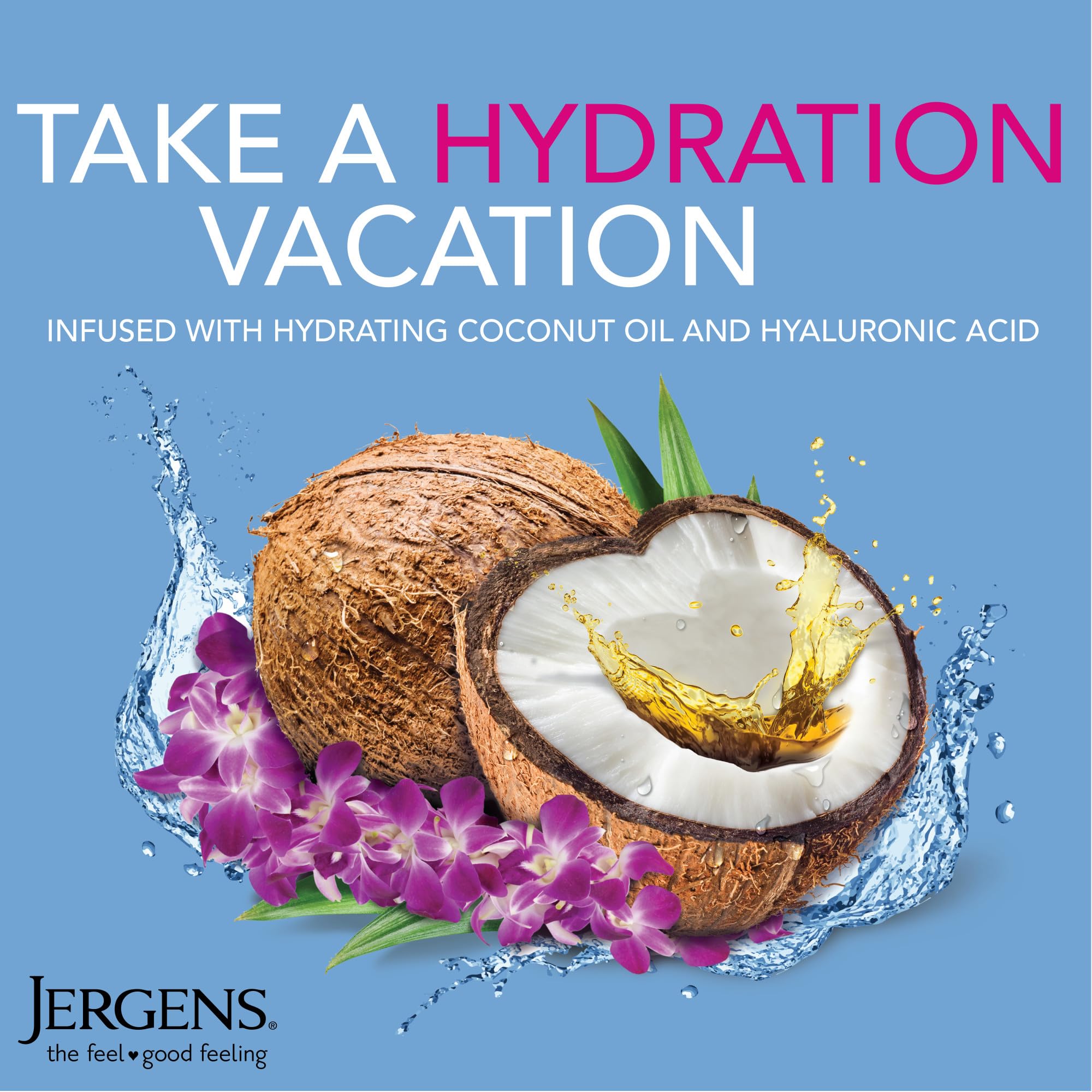 Jergens Wet Skin Body Moisturizer with Coconut Oil, In Shower Lotion for Dry Skin, Fast-Absorbing, Non-Sticky, Dermatologist Tested, 10 Oz