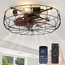 LEDIARY 20" Caged Ceiling Fans with Lights and