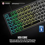 Corsair K55 CORE RGB Membrane Keyboard UK QWERTY PC Mac Black view 2