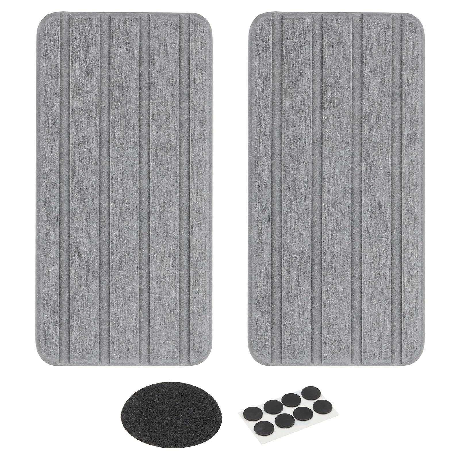 PATIKIL Square Water Absorbent Diatomite Coasters 6.3x3.1inch, 2 Pack Quick Dry Sink Organizer with Grooves for Plant Cosmetic Bottle Hand Soap Toiletries, Dark Gray