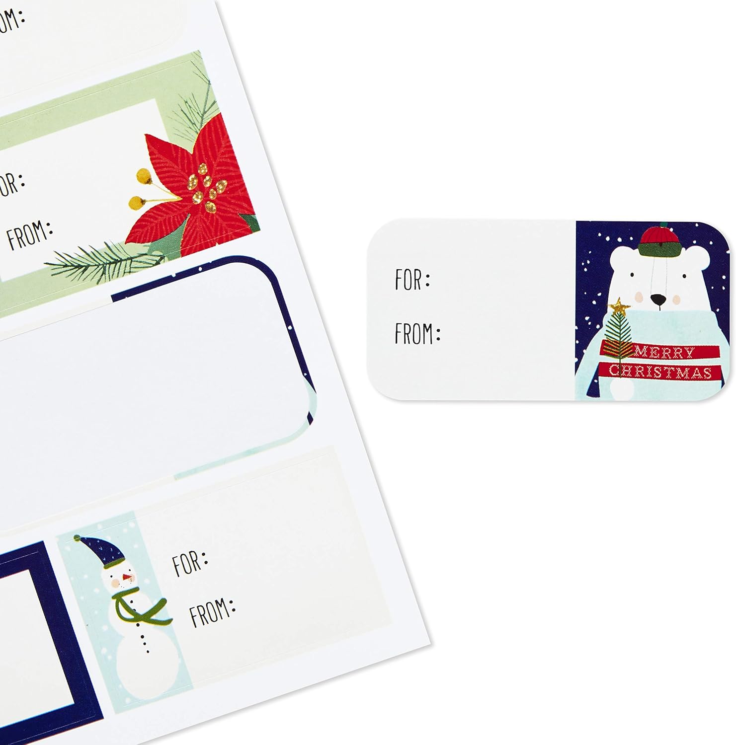 Hallmark Holiday Gift Tag Stickers (80 Labels, Rustic Reindeer, Mittens, Plaid) Classic Christmas: Kitchen & Dining