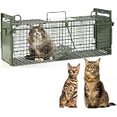 Timaze 40" Large Double-Door Live Animal Traps Cage | Foldable Animal Trap with Pedal Triggers,suitable for stray cats, raccoons, rabbits weighing up to 17.6 pounds
