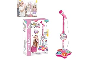 All in One Microphone Toy, Karaoke Machine with Stand Up Microphone for Kids 3-12 with Echo Effect, Kids Star Musical Toys Ka