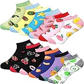 Leumoi 12 Pairs Fruit Ankle Socks Cute Fun Novelty No Show Low Cut Sock Sizes 6-12 for Women Ladies for Fruit Lover Gift