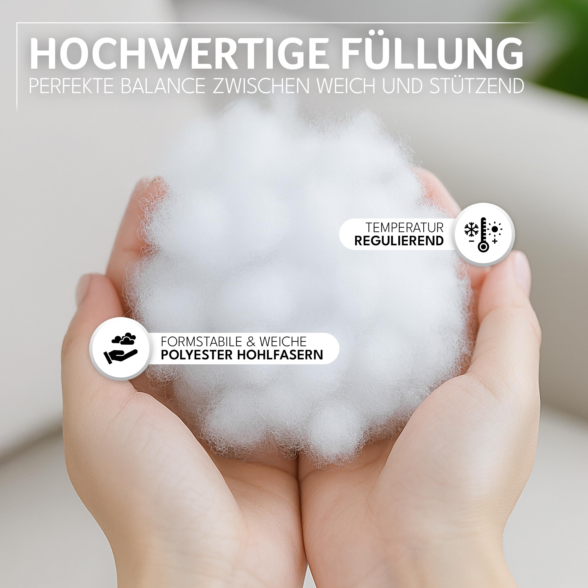 Polyester Kopfkissen (40x40 cm groß) - 2er Set Kissen für Bett und als Dekokissen - Mit Reißverschluss für Füllung - Sofakissen - Zierkissen für Couch und Sofa - Ökotex - Waschbar bis 60° - Weiß 5