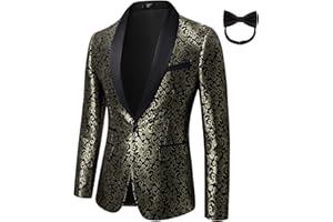 Mgnaie Mens 2 Piece Floral Tuxedo Jacket Paisley Shawl Lapel Suit Blazer Jacket for Dinner,Prom,Wedding