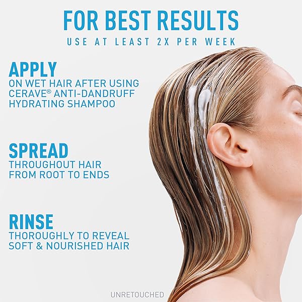 CERAVE HYDRATING ANTI DANDRUFF CONDITIONER, 0.5% PYRITHIONE ZINC DANDRUFF TREATMENT WITH CERAMIDES, HYALURONIC ACID & NIACINAMIDE, HELPS ELIMINATE FLAKES & REDUCE ITCHY SCALP, SULFATE FREE CONDITIONER