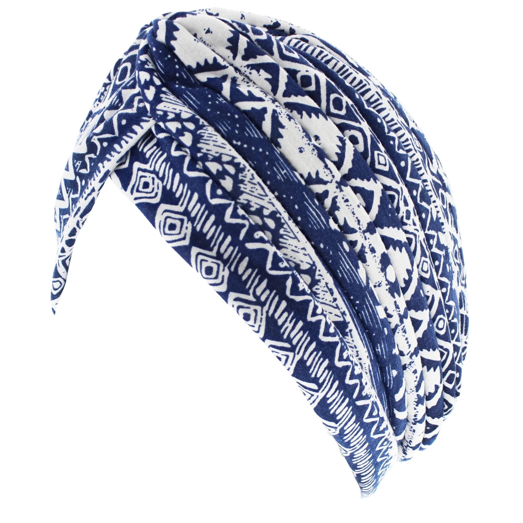 Topkids Accessories Hair Turban Head Wrap, Sleep Cap, Hair Scarf, Hair Towel, Chemo Headwear for Women UK, Head Scarf, Head Towel, Silk Hair Wrap for Sleeping (Aztec Print Navy Blue)