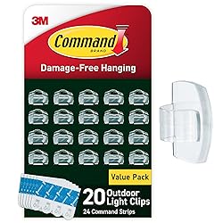 Command Outdoor Light Clips, 20 Clear Clips and 24