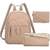 Montana West 3Pcs Anti Theft Backpack Purse for Women Small Quilted Backpack Set