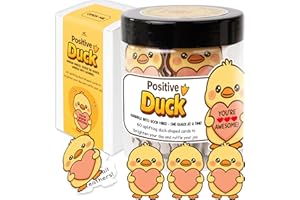 KATINAT Positive Duck Jar – 60 Positive Affirmation Cards to Reduce Anxiety & Increase Relaxation, Duck Gifts For Women, Men, Teen, Kids, Stress Relief Gifts, White Elephant Gift