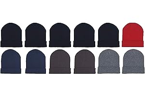 WINTERLACE Kids Winter Beanies, 12 Pack Warm Cold Weather Hats Boys Girls Children