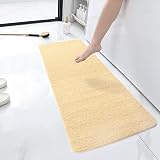 HITSLAM Shower Mat 120x40 cm Non Slip Drain Loofah Beige