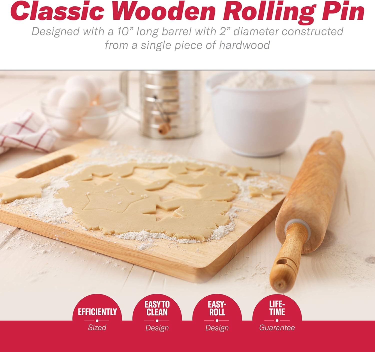 Goodcook 05717000817 Good Cook Classic Wood Rolling Pin, 1,23830: Kitchen & Dining